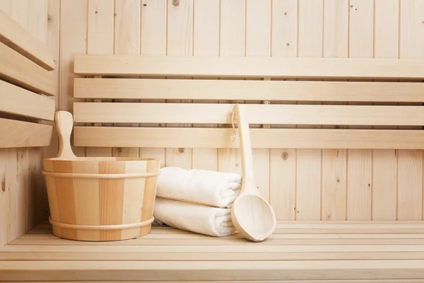 Sauna finlandesa, accesorios de bienestar y spa —  Fotos de Stock
