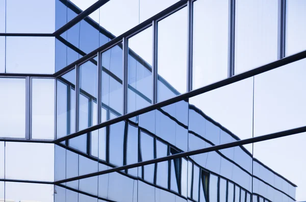 View of steel blue glass high rise building skyscrapers, business concept of successful industrial architecture — Stock Photo, Image