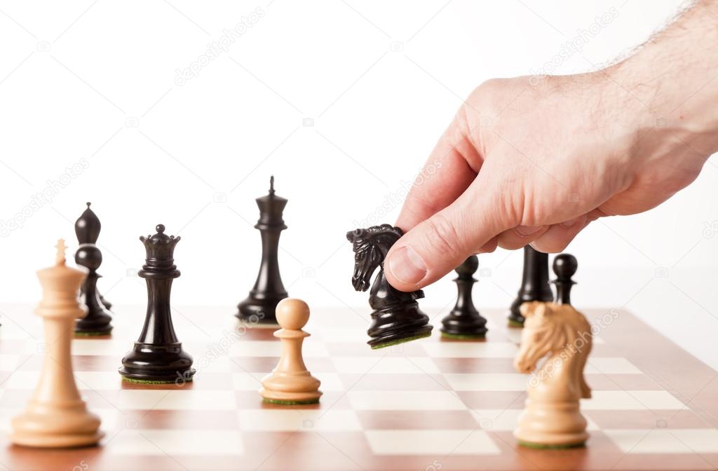 Chess piece movement on a chessboard.