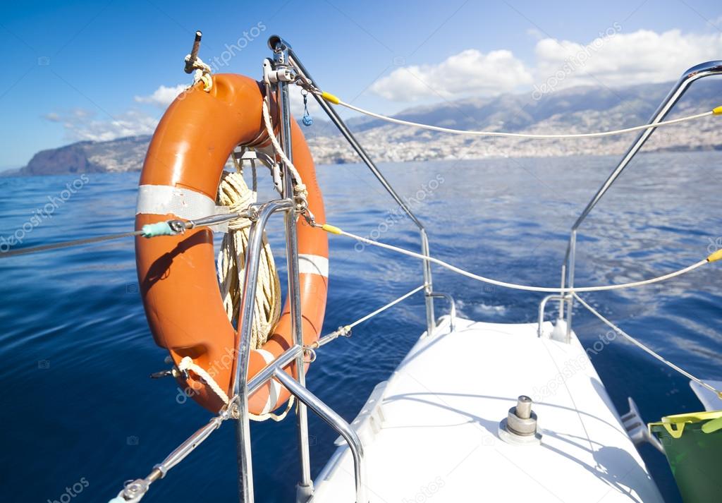 lifebuoy on catamaran sailboat