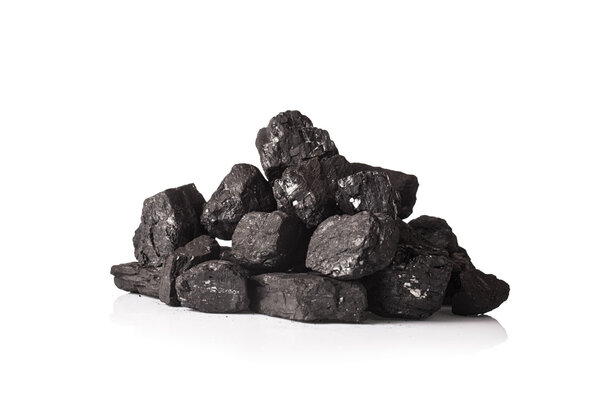 Pile of coal isolated on white background