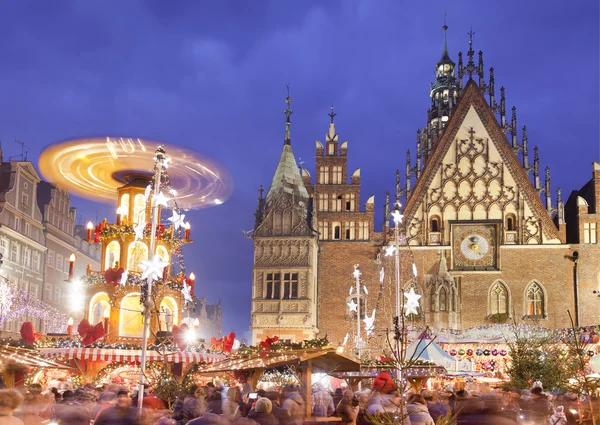 Christmas market in the Old Market Square in Wroclaw,Poland Royalty Free Stock Images