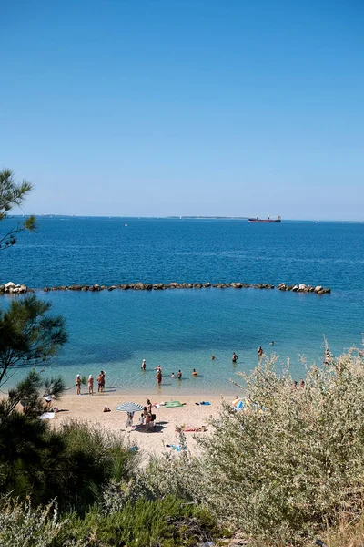 Taranto Italië September 2020 Zicht Het Strand Vanuit Lungomare — Stockfoto