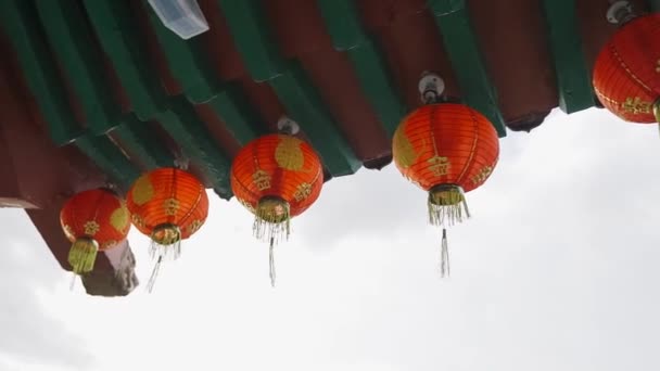 Chinesische Rote Laterne Zum Frühlingsfest Kuala Lumpur Chinesischer Neujahrstempel Während — Stockvideo