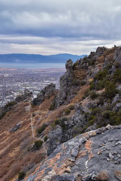 Slide Canyon Views Hiking Trail Fall Leaves Mountain Landscape Trail — Photo