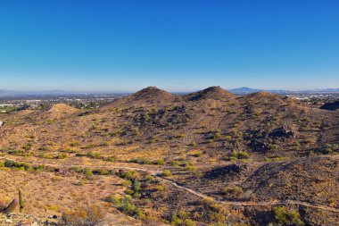 South Mountain Park ve Preserve 'den Phoenix Şehir Merkezi, Pima Canyon Hiking Patikası, Phoenix, Güney Arizona Çölü. Birleşik Devletler.