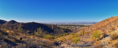 Güney Dağ Parkı ve Güney Arizona Çölü 'ndeki Pima Canyon Hiking Patikası' nın manzaraları. Birleşik Devletler.