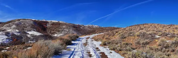 Winterschnee Bergwanderweg Mit Blick Auf Den Yellow Fork Canyon County — Stockfoto