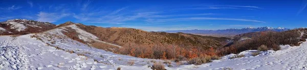 Panorama Del Paisaje Invernal Vistas Las Montañas Oquirrh Wasatch Desde — Foto de Stock