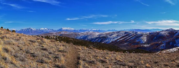 Panorama Paisagem Inverno Oquirrh Wasatch Vista Para Montanha Yellow Fork — Fotografia de Stock