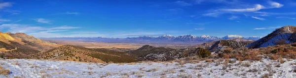 Panorama Paysage Hivernal Oquirrh Wasatch Vue Sur Montagne Depuis Parc — Photo