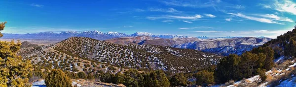 Panorama Del Paisaje Invernal Vistas Las Montañas Oquirrh Wasatch Desde —  Fotos de Stock