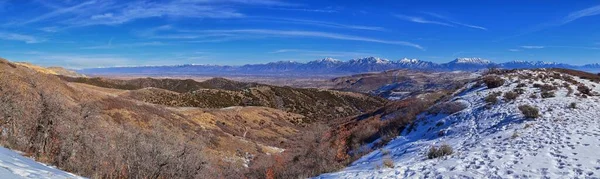 Winter Landscape Panorama Oquirrh Wasatch Mountain Views Yellow Fork Canyon — Stock Photo, Image