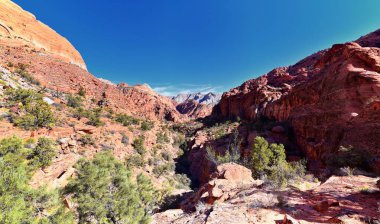 Padre Canyon, Kar Kanyonu Eyalet Parkı, Saddleback Tuacahn Çölü manzara yürüyüşü, Cliffs Ulusal Koruma Alanı Vahşi Doğası, St George, Utah, ABD. ABD.