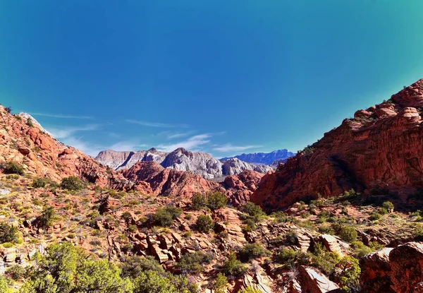 Padre Canyon Snow Canyon State Park Saddleback Tuacahn Desertハイキングトレイルの風景パノラマビュー Cliff — ストック写真