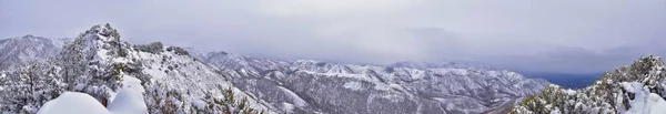 Little Black Mountain Peak Túraútvonal Kilátás Télen Keresztül Bonneville Shoreline — Stock Fotó