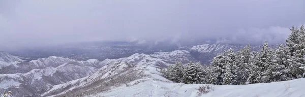 Little Black Mountain Peak Hiking Trail Snow Views Winter Bonneville — Stock Photo, Image