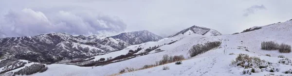 Petit Sentier Randonnée Black Mountain Peak Vue Sur Neige Hiver — Photo