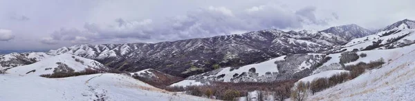 Little Black Mountain Peak Vandringsled Snö Utsikt Vinter Bonneville Shoreline — Stockfoto