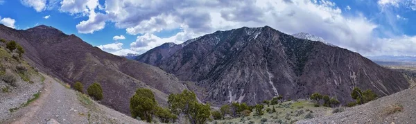 Rocky Mountains landscape views from Grandeur Peak hiking trail, Bonneville Shoreline Pipe Line Overlook Rattlesnake Gulch trail, Wasatch Front, by Salt Lake City, Utah. United States. USA