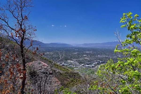 Wasatch Front Mount Olympus Peak Sendero Senderismo Inspiradoras Vistas Primavera — Foto de Stock