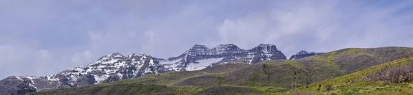 Mount Timpanogos Achteraanzicht Bij Deer Creek Reservoir Panoramisch Uitzicht Vanaf — Stockfoto