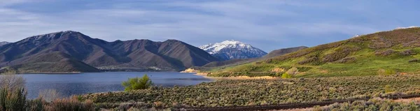 Deer Creek Reservoir Dam Sentier Randonnée Pédestre Point Vue Panoramique — Photo