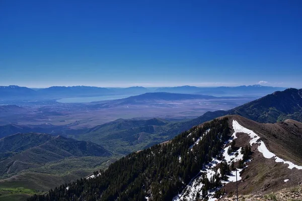 Rocky Mountains Lowe Peak Απόψεις Της Oquirrh Εύρος Προς Λίμνη — Φωτογραφία Αρχείου