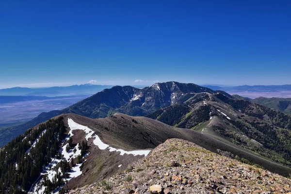 Rocky Mountains Lowe Peak Απόψεις Της Oquirrh Εύρος Προς Λίμνη — Φωτογραφία Αρχείου