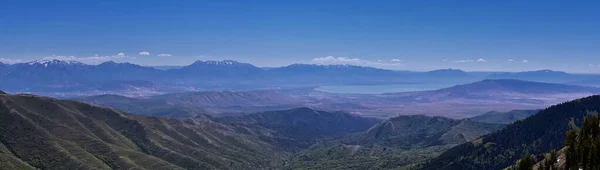 Rocky Mountains Lowe Peak Uitzicht Oquirrh Bereik Naar Utah Lake — Stockfoto