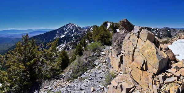 Rocky Mountains Lowe Peak Απόψεις Της Oquirrh Εύρος Προς Λίμνη — Φωτογραφία Αρχείου
