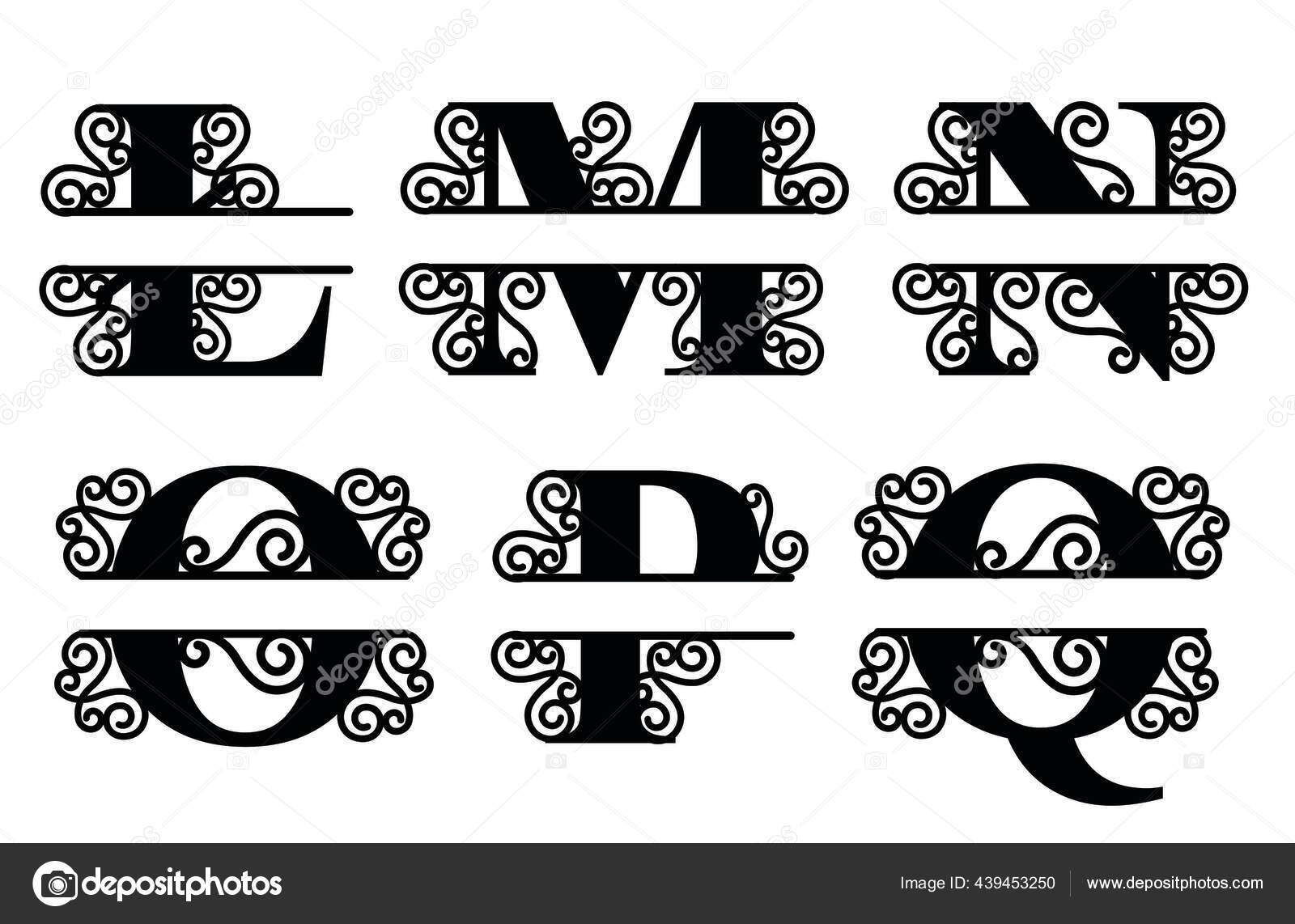 Alphabet Split Monogram Split Letter Monogram Alphabet Frame Font Laser ...