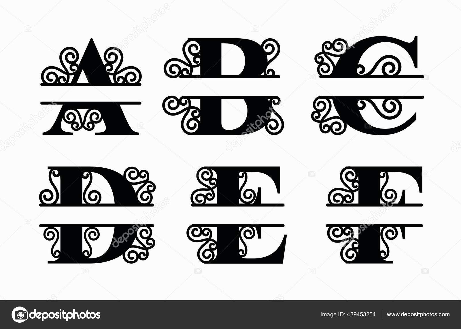 Alphabet Split Monogram Split Letter Monogram Alphabet Frame Font Laser Stock Vector Image By C Aidea 439453254