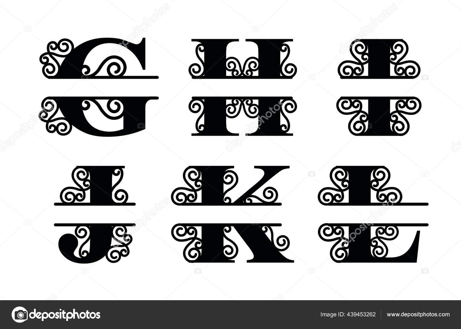 Alphabet Split Monogram Split Letter Monogram Alphabet Frame Font Laser ...