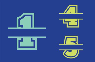 Sayılar Böl Monogram, Ayrık Harf Monogramı, Alfabe Çerçeve Yazıtipi. Lazer şablonu kesti. Monogramın ilk basamakları.