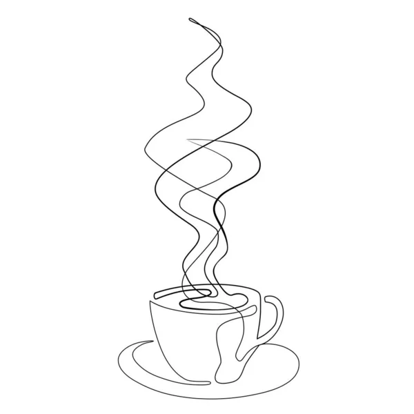 Tasse Café Chaud Par Ligne Tasse Café Dessinée Par Ligne — Image vectorielle