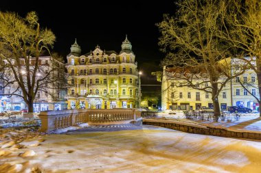 Marianske Lazne, Çek Cumhuriyeti - 27 Ocak 2017: Küçük Çek kaplıca kasabası - Hotel Bohemia