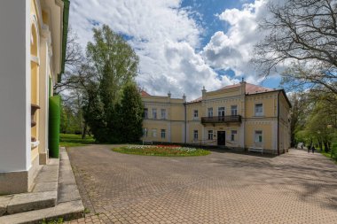 Frantiskovy Lazne (Franzensbad) spa parkında turba hamamlarının inşası - Çek Cumhuriyeti 'nin (Karlovy Vary Bölgesi) batı kesimi - Avrupa