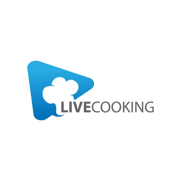 Gioca Pulsante Con Cappello Chef Live Online Design Del Logo — Vettoriale Stock