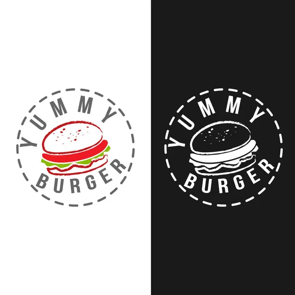 Ilustrasi Desain Burger Dengan Desain Lambang Burger Yang Lezat Ilustrasi - Stok Vektor
