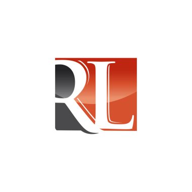 İlk harf RL logo tasarım şablonu vektörü. Boş alan ya da negatif uzay tarzı logosu olan kare biçimli arkaplan RL harfi