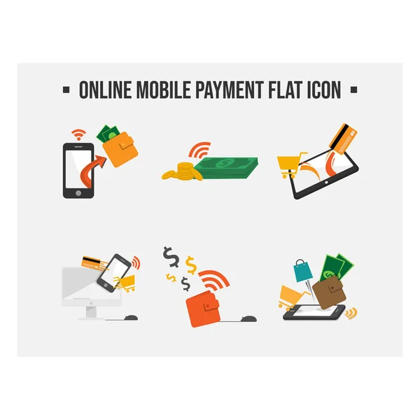 Ikona Wektorowa Łatwa Płatność Mobilna Online Koncepcja Płatności Online Płaskie — Wektor stockowy