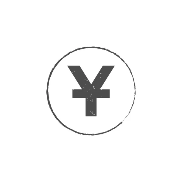 中国元グランジスタンプシールベクトルのデザイン グランジスタンプシールスタイルのデザインと通貨主流のシンボル — ストックベクタ