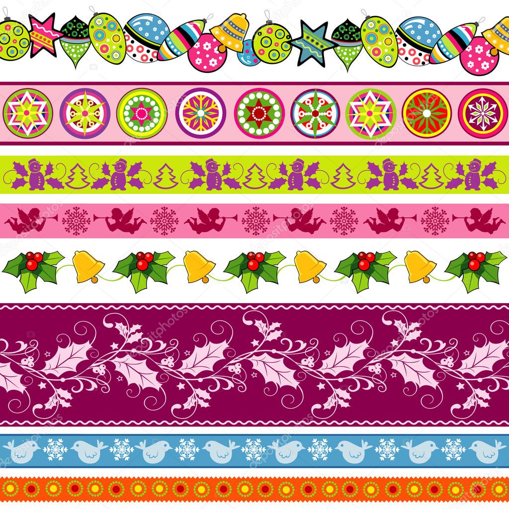 Set of New Year and Christmas ribbons