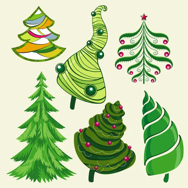 Set van kerstbomen — Stockvector