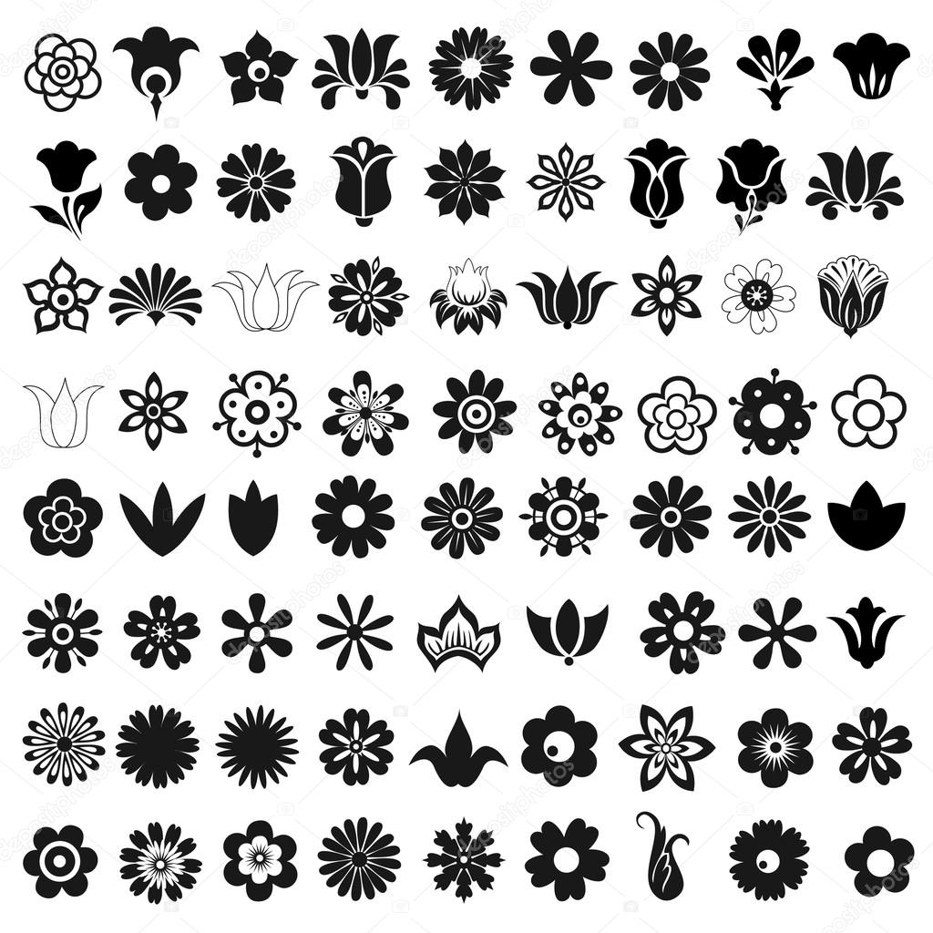 Set of 72 vector icons flowers