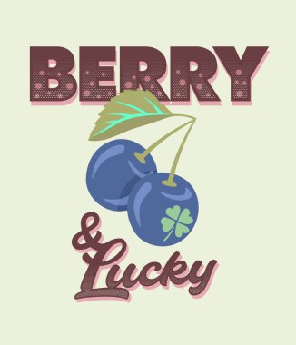 Kirazların grafiksel görüntüsü. Kirazları karıştıran sanat ve iyi şans hissi.