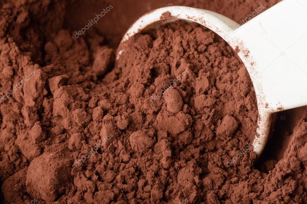 closeup cocoa powder