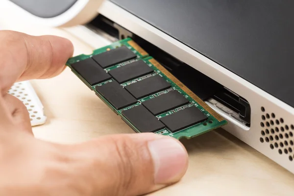 Installing RAM to computer — Stock Photo, Image