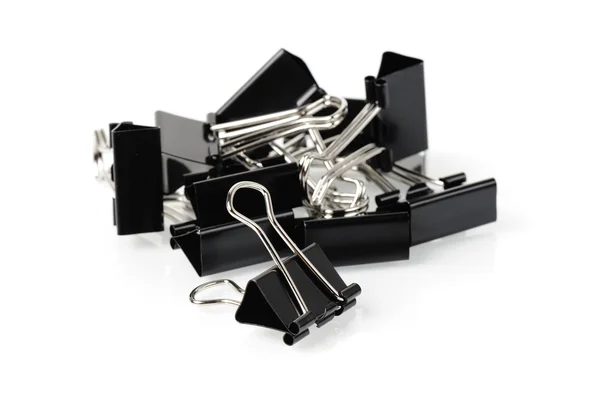 Black binder clips — Stock Photo, Image